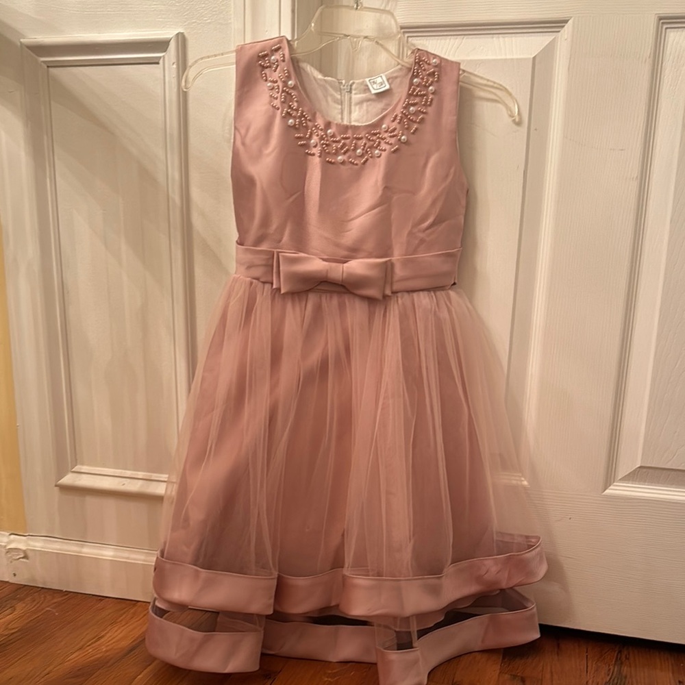 Mia Belle Girls Pink Tiered Ruffled Maxi Dress